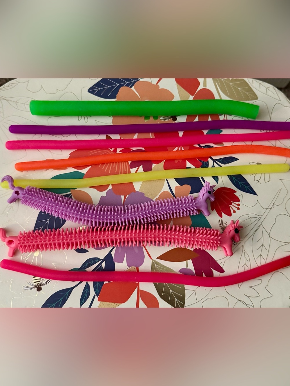 Kids Sensory Fidget Tube - Pink & Purple Stretchy Tactile Toy as shown